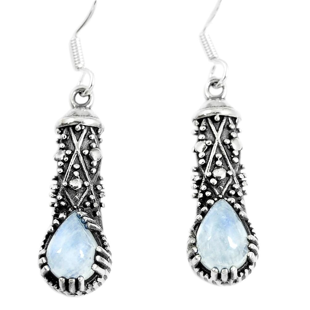 925 sterling silver 4.52cts natural rainbow moonstone dangle earrings m94727