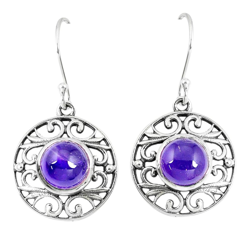 5.87cts natural purple amethyst 925 sterling silver dangle earrings m94741