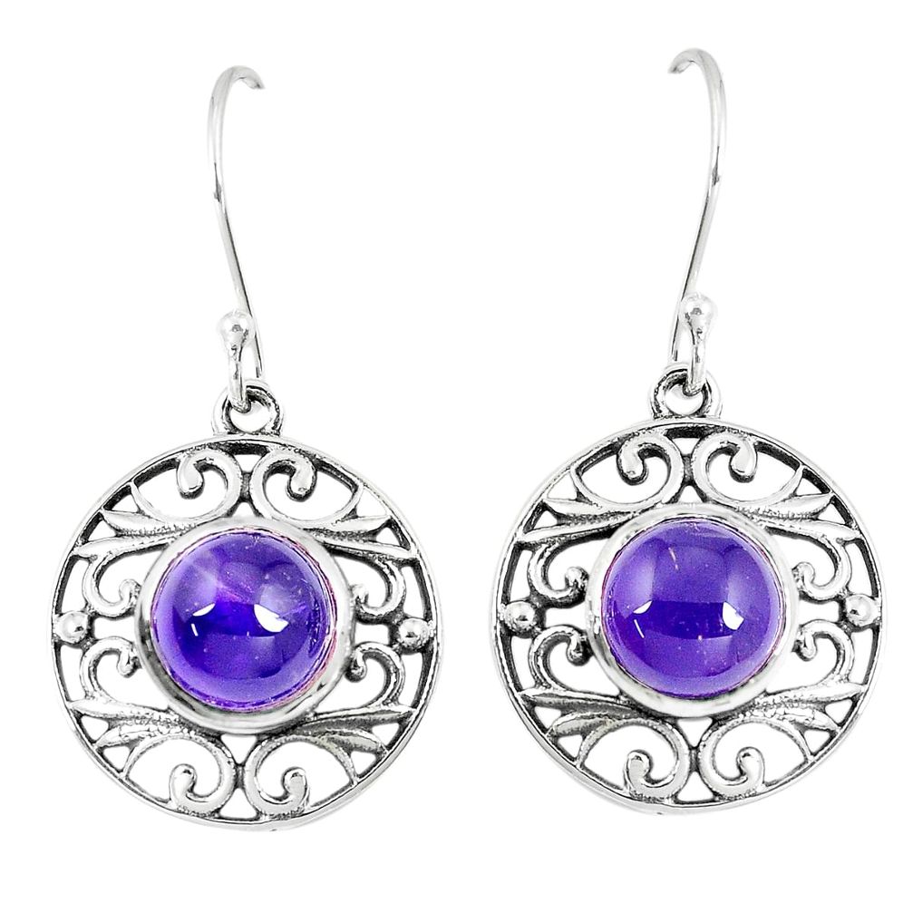 5.53cts natural purple amethyst 925 sterling silver dangle earrings m94743