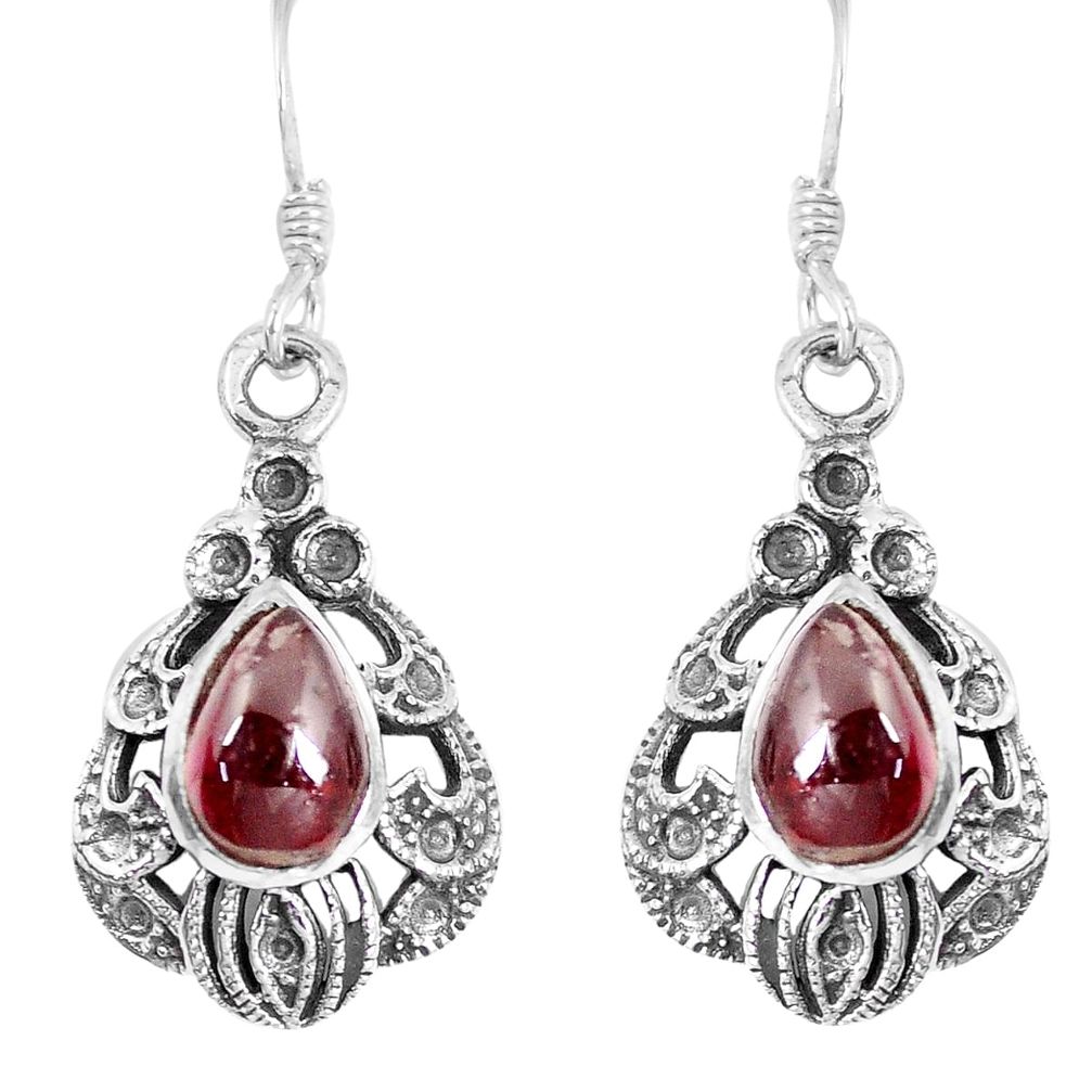 5.30cts natural red garnet 925 sterling silver dangle earrings jewelry m94822