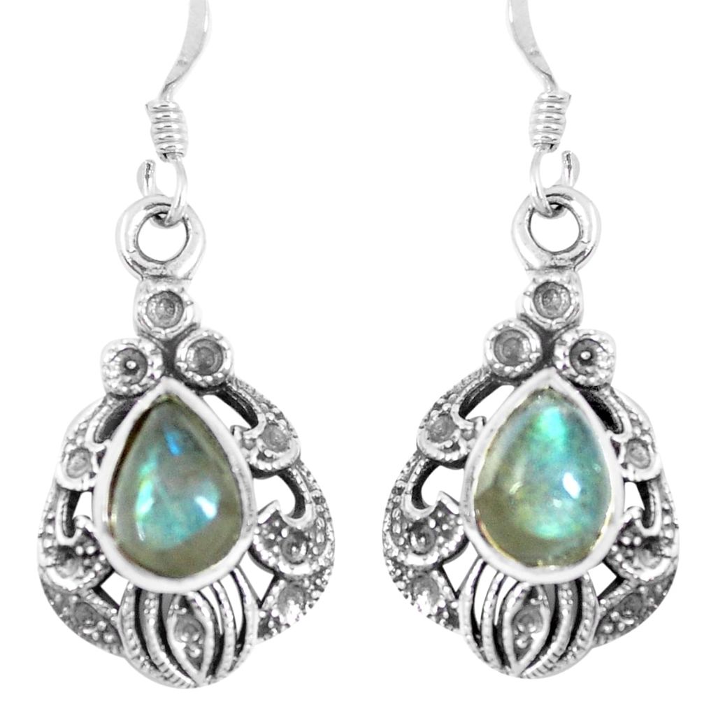 925 sterling silver 5.24cts natural blue labradorite dangle earrings m94838