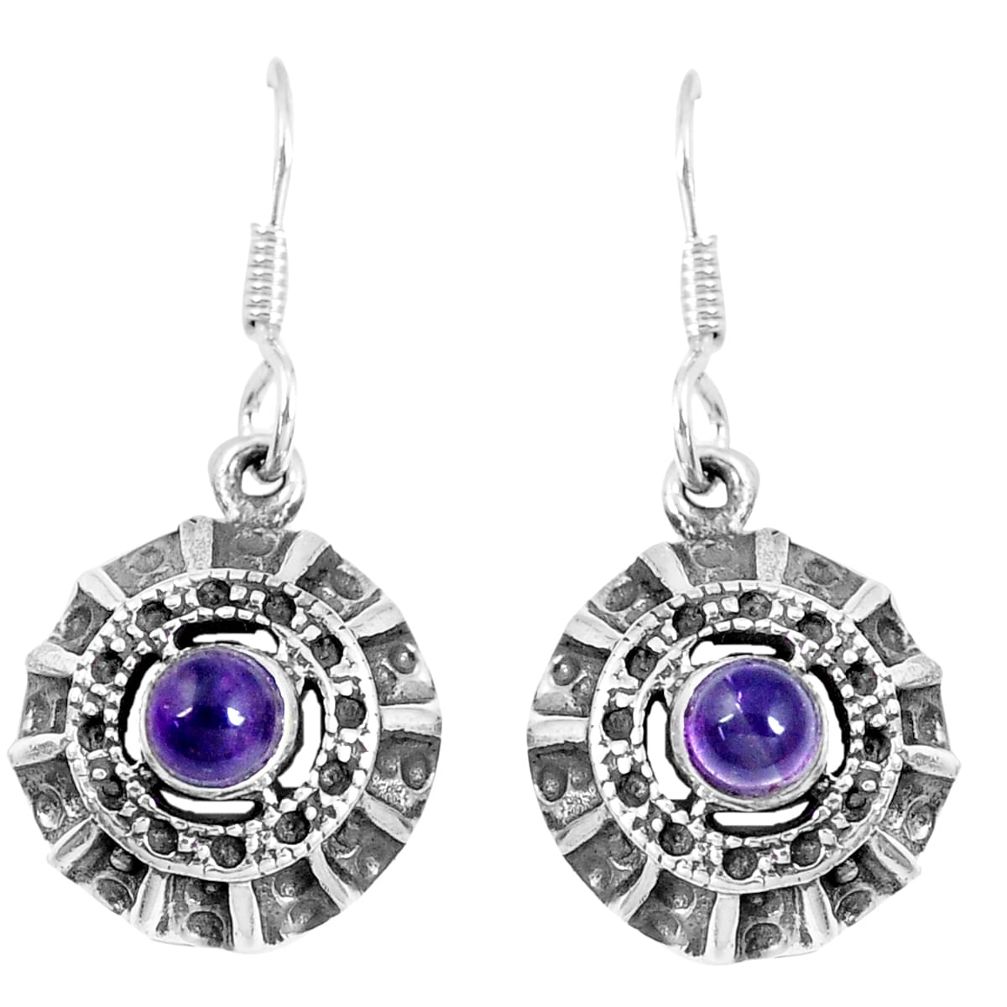 1.14cts natural purple amethyst 925 sterling silver dangle earrings m94841