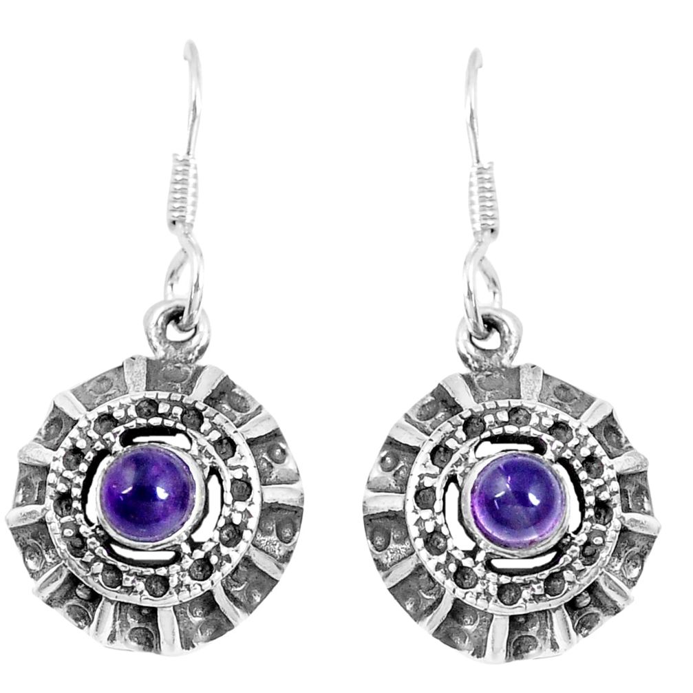 1.10cts natural purple amethyst 925 sterling silver dangle earrings m94842
