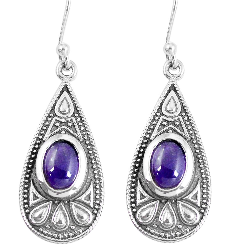 3.42cts natural purple amethyst 925 sterling silver dangle earrings m94843