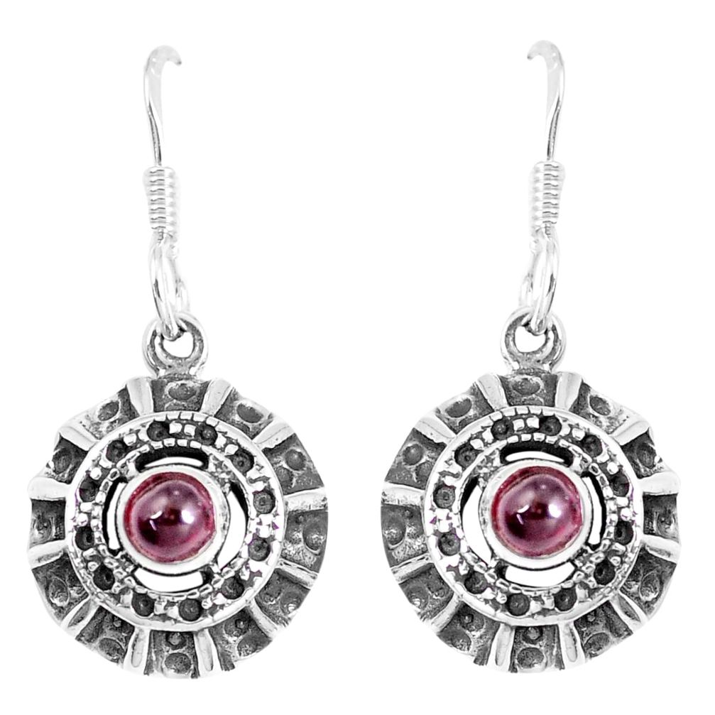 1.13cts natural red garnet 925 sterling silver dangle earrings jewelry m94846