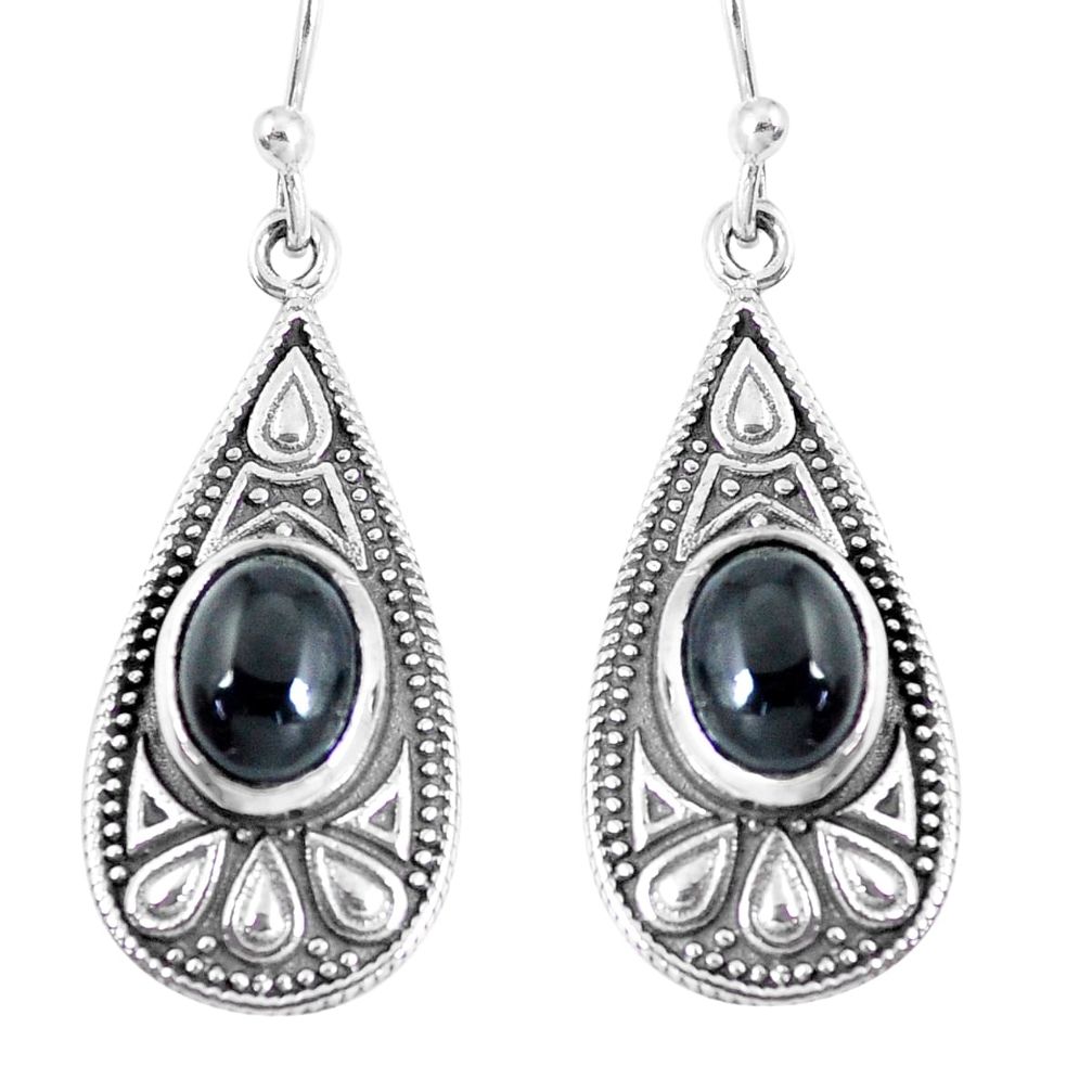 925 sterling silver 4.52cts natural black onyx dangle earrings jewelry m94847