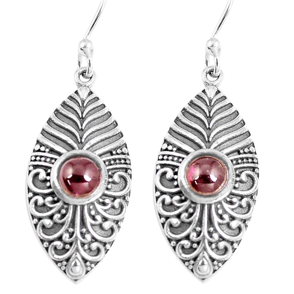 2.11cts natural red garnet 925 sterling silver dangle earrings jewelry m94877