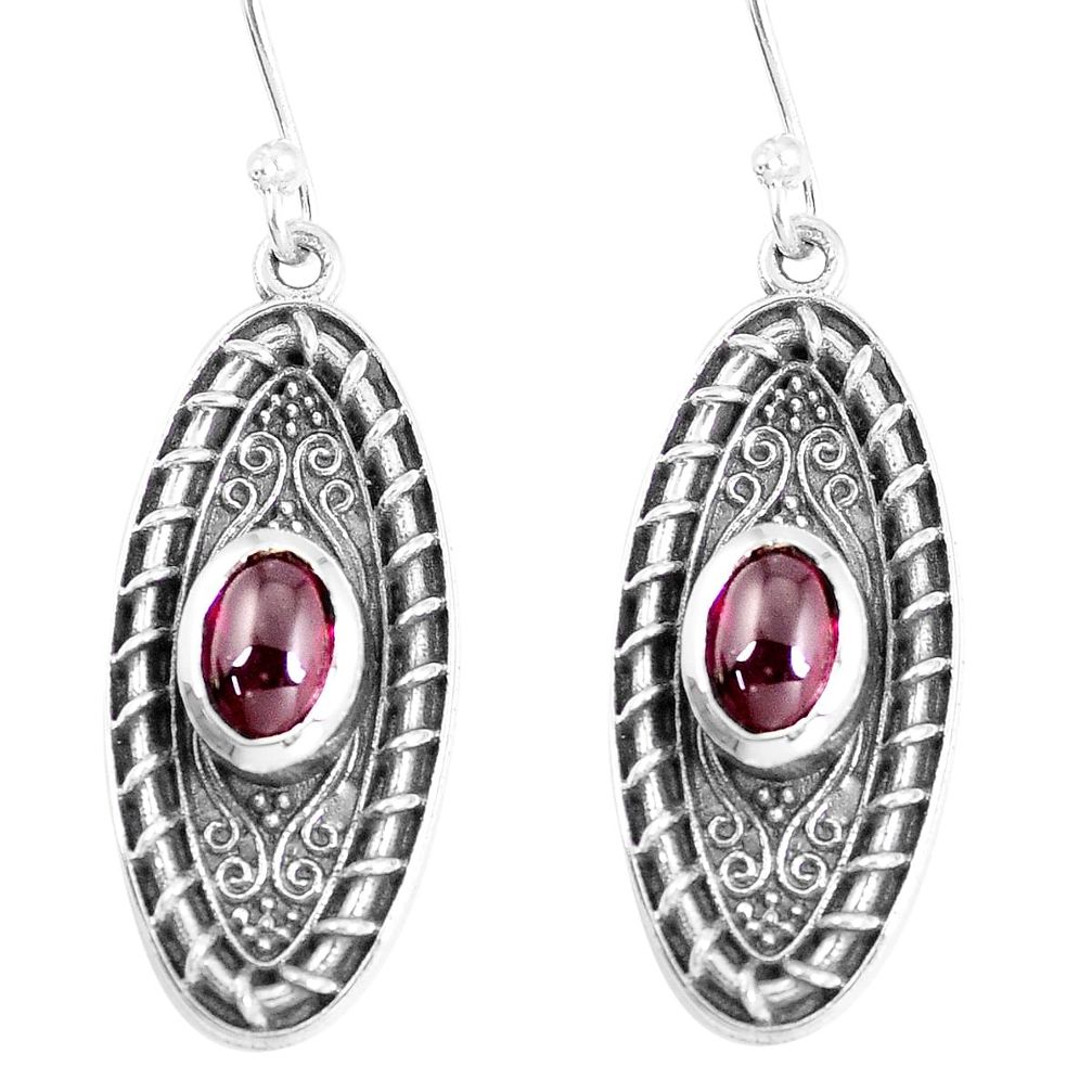 3.62cts natural red garnet 925 sterling silver dangle earrings jewelry m94882