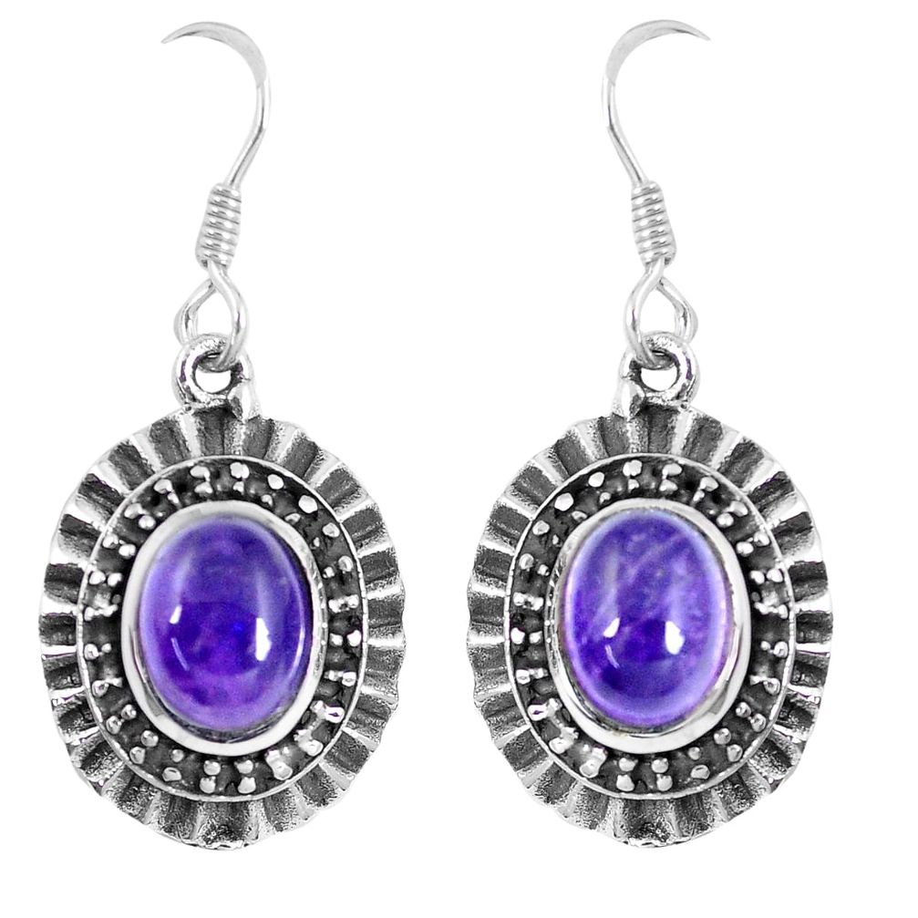 4.71cts natural purple amethyst 925 sterling silver dangle earrings m94927