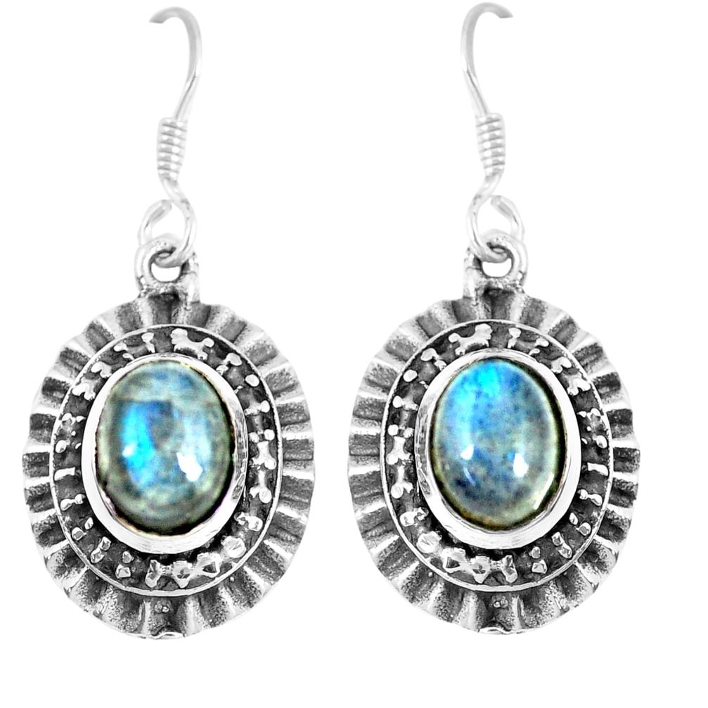 4.52cts natural blue labradorite 925 sterling silver dangle earrings m94936