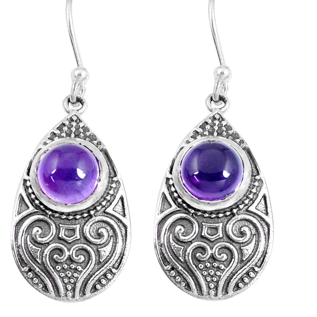 4.50cts natural purple amethyst 925 sterling silver dangle earrings m94942