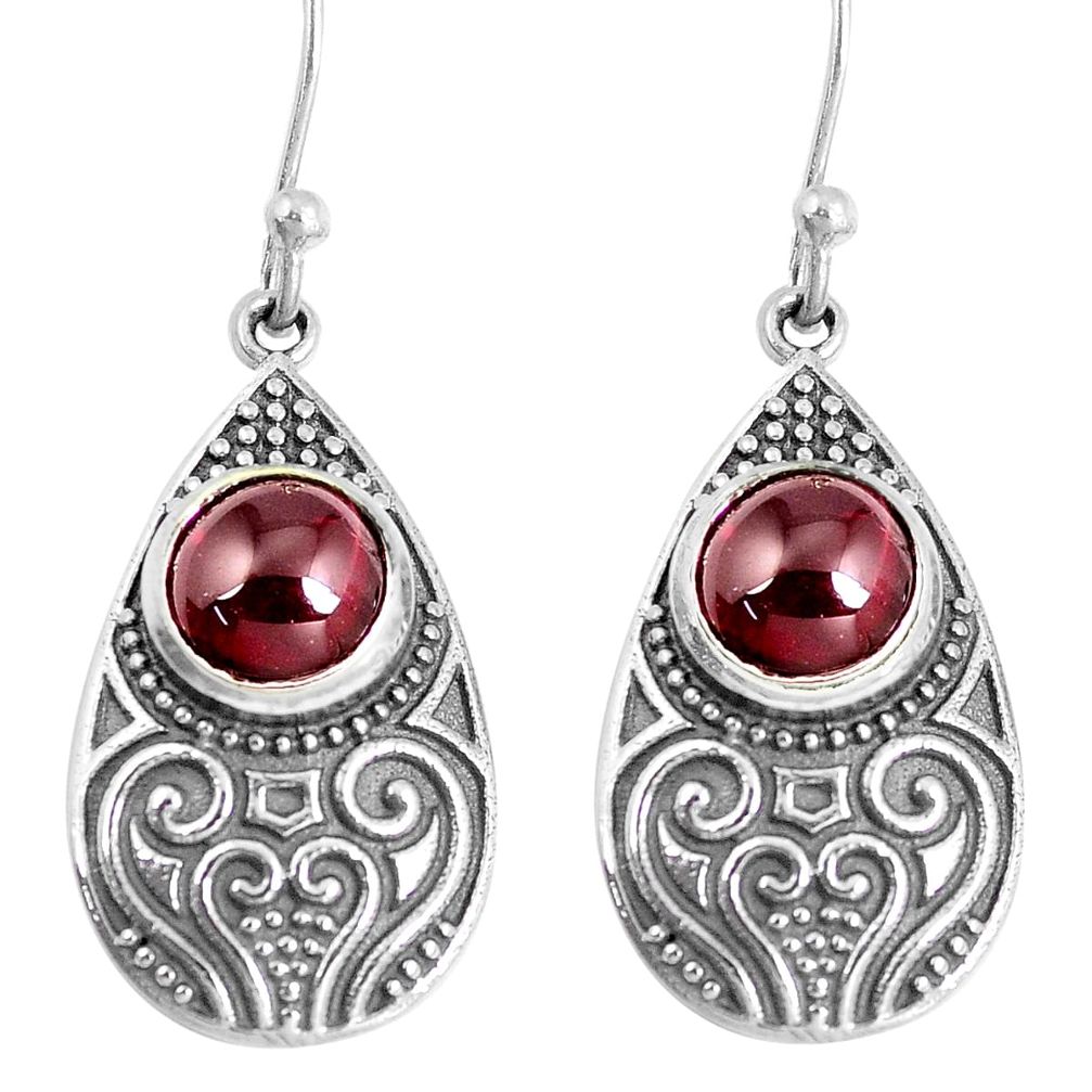 925 sterling silver 4.71cts natural red garnet dangle earrings jewelry m94944