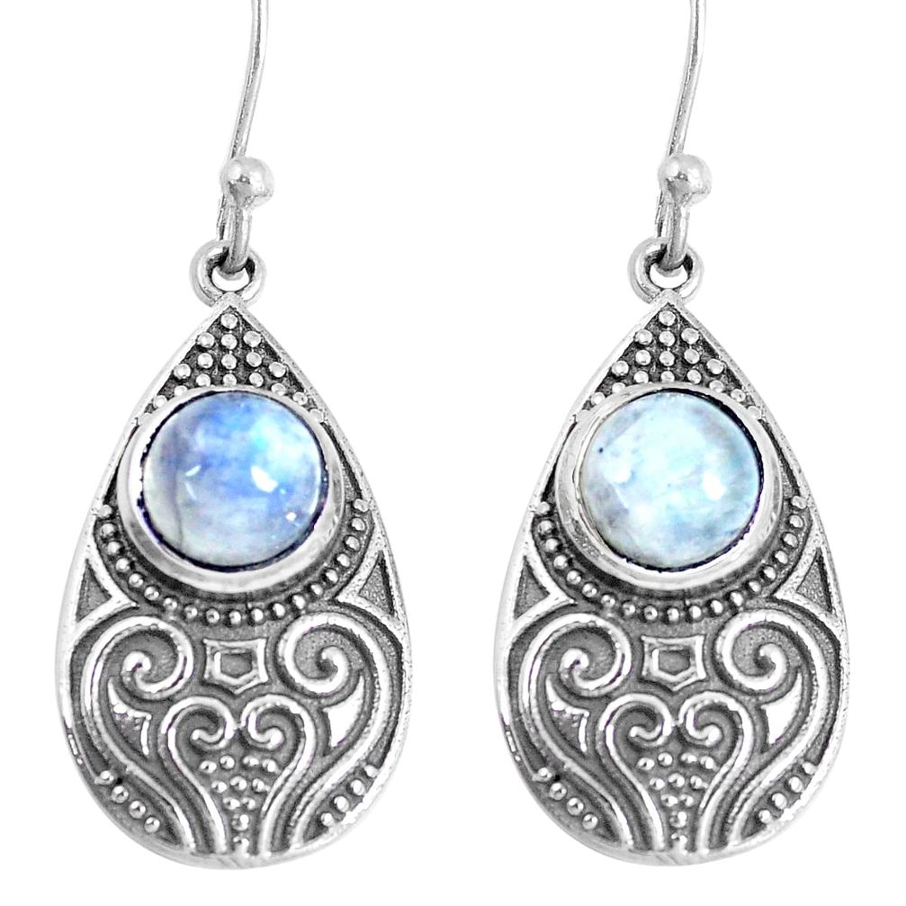 4.70cts natural rainbow moonstone 925 sterling silver dangle earrings m94955