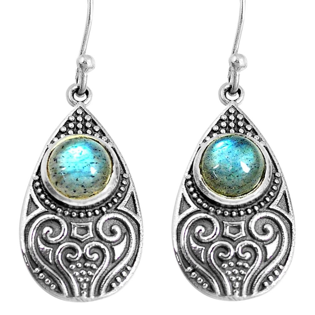 4.71cts natural blue labradorite 925 sterling silver dangle earrings m94957