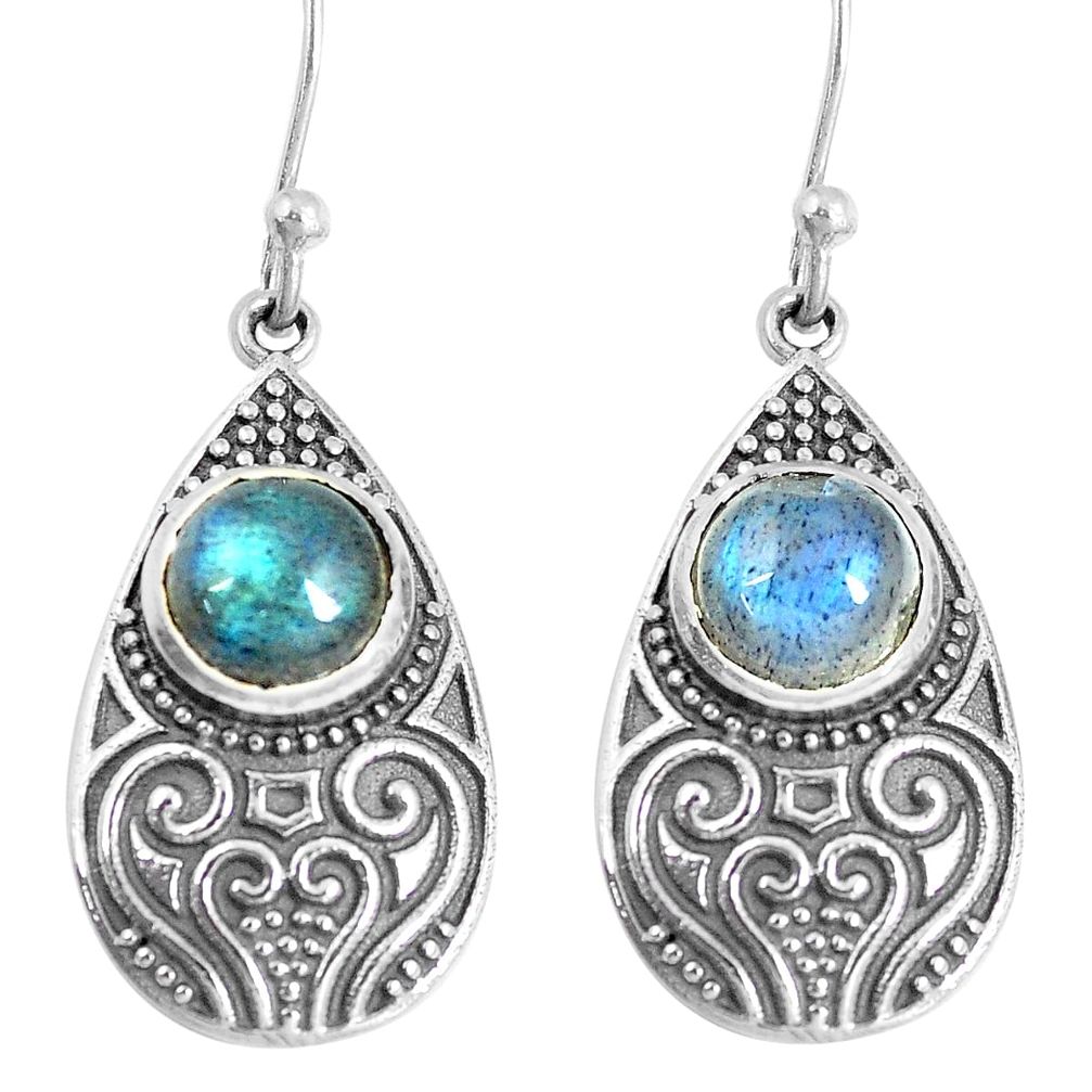 4.71cts natural blue labradorite 925 sterling silver dangle earrings m94959