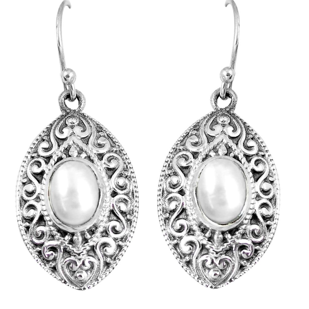 925 sterling silver 4.50cts natural white pearl dangle earrings jewelry m94975