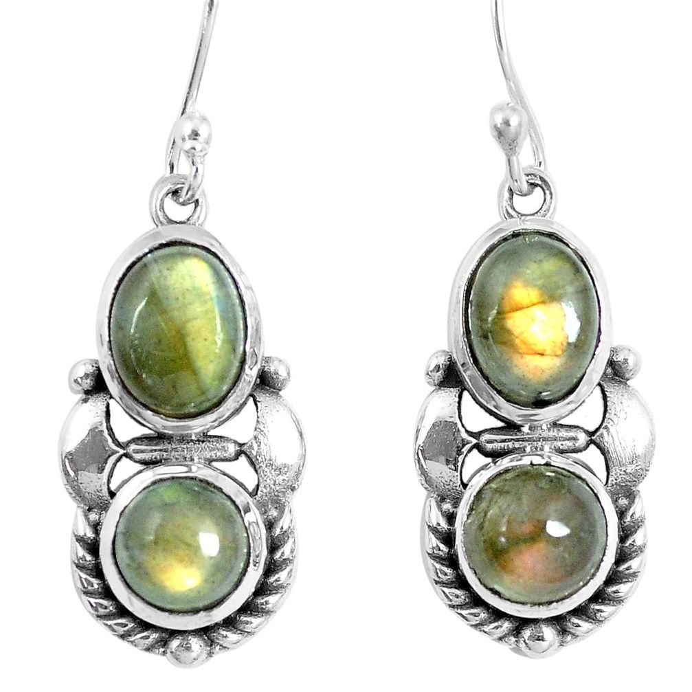 6.78cts natural blue labradorite 925 sterling silver dangle earrings m94976