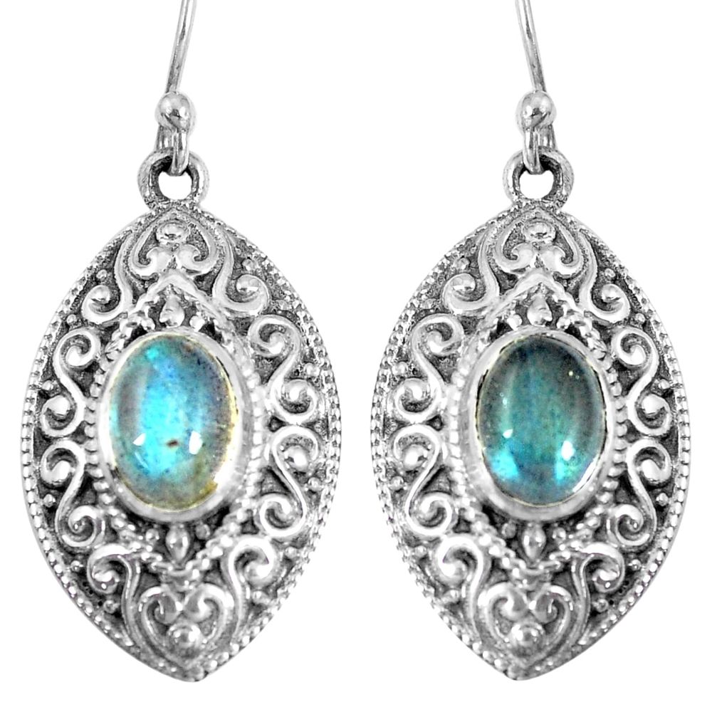 4.50cts natural blue labradorite 925 sterling silver dangle earrings m94979