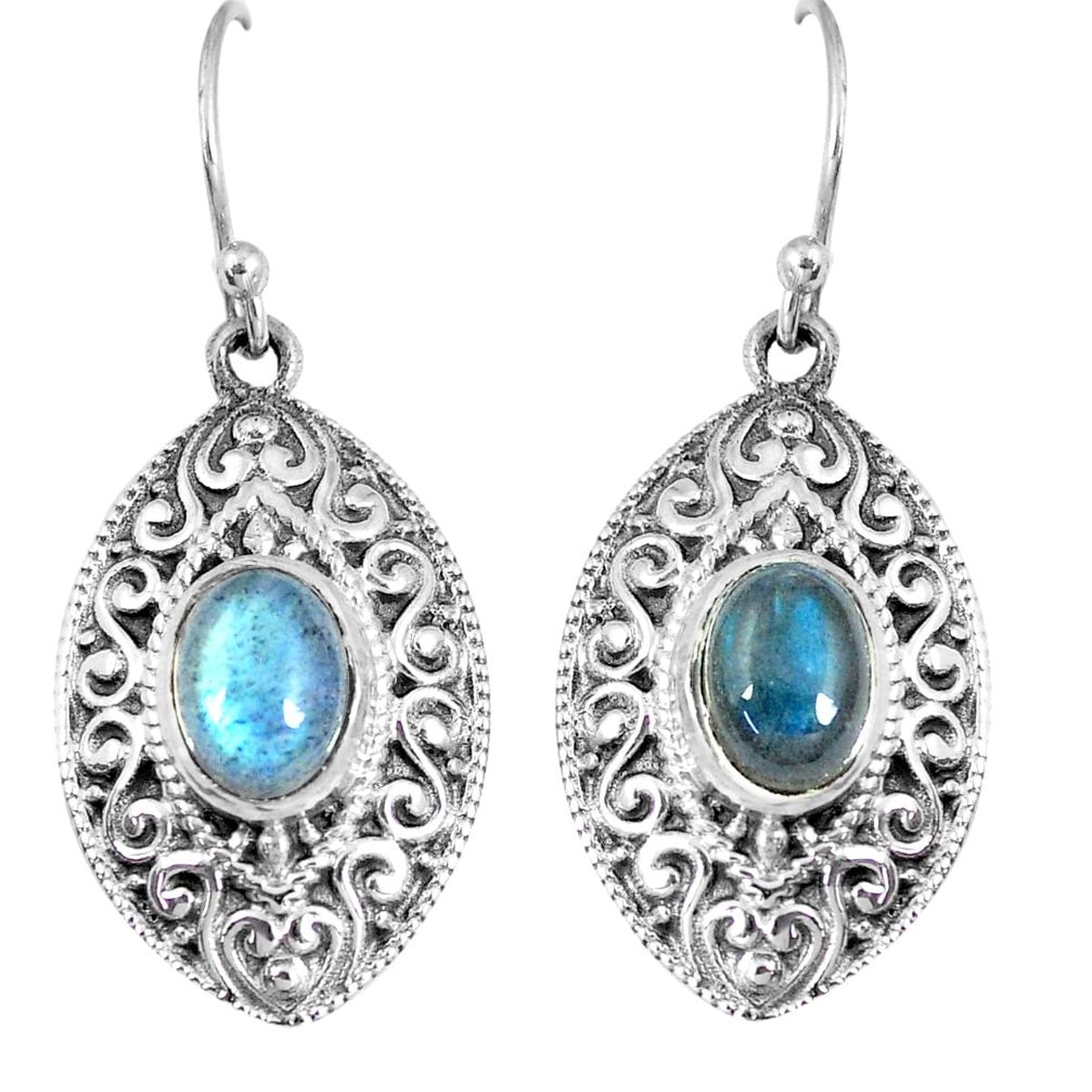 4.71cts natural blue labradorite 925 sterling silver dangle earrings m94980