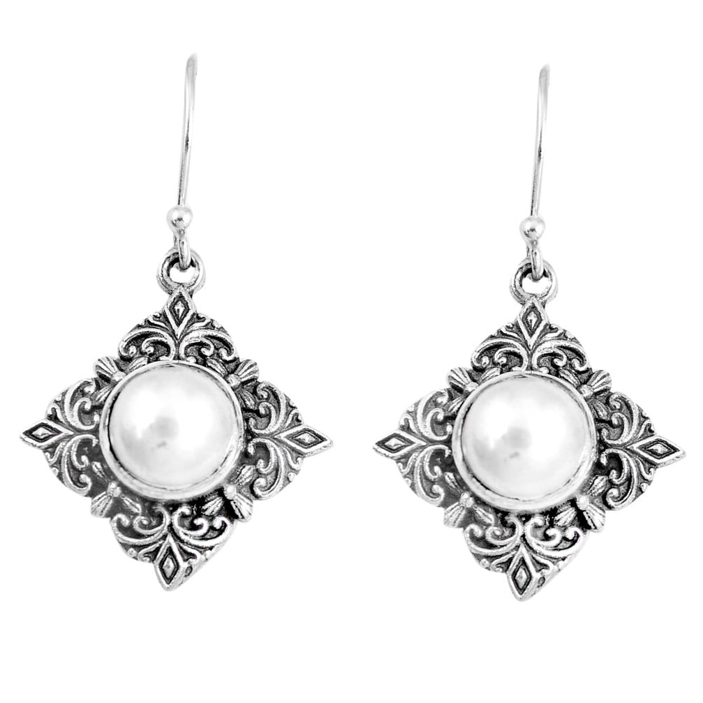 5.63cts natural white pearl 925 sterling silver dangle earrings jewelry m94993