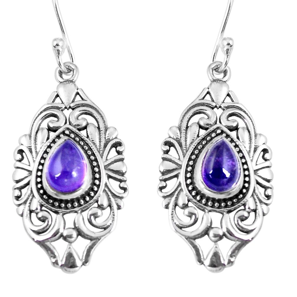 4.38cts natural purple amethyst 925 sterling silver dangle earrings m95009