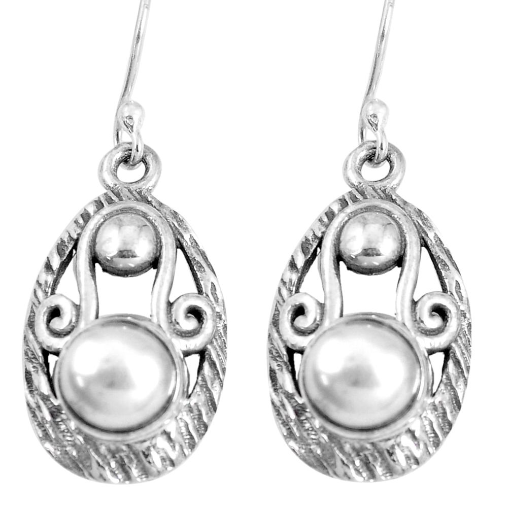 4.21cts natural white pearl 925 sterling silver dangle earrings jewelry m95021