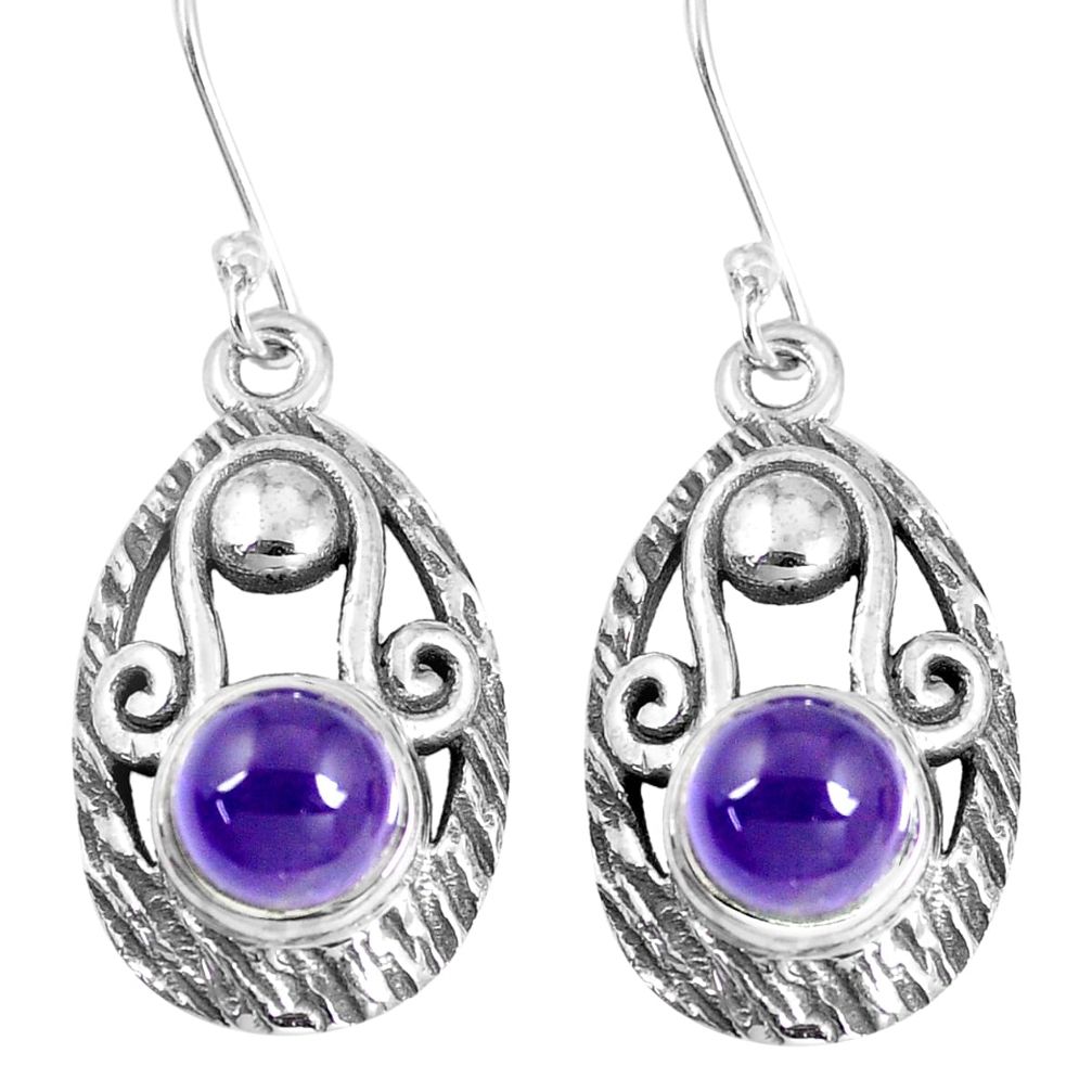 925 sterling silver 4.12cts natural purple amethyst dangle earrings m95027