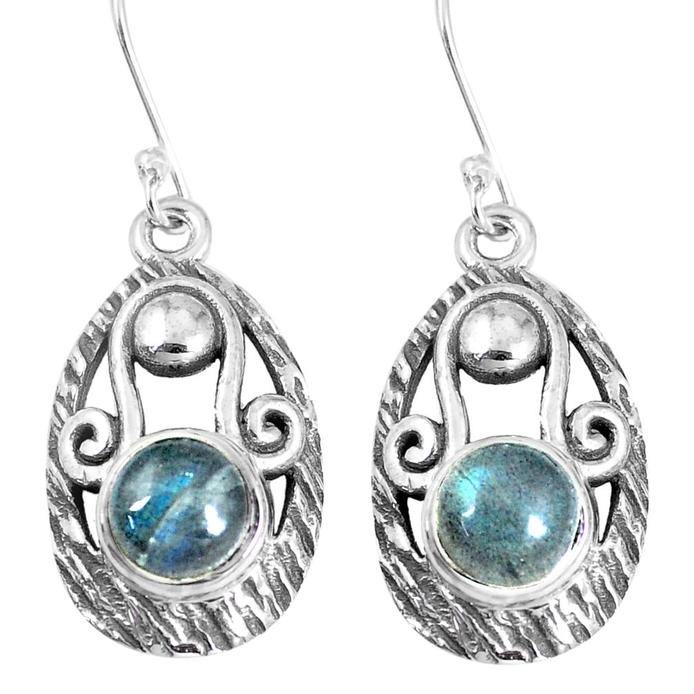 925 sterling silver 4.22cts natural blue labradorite dangle earrings m95038