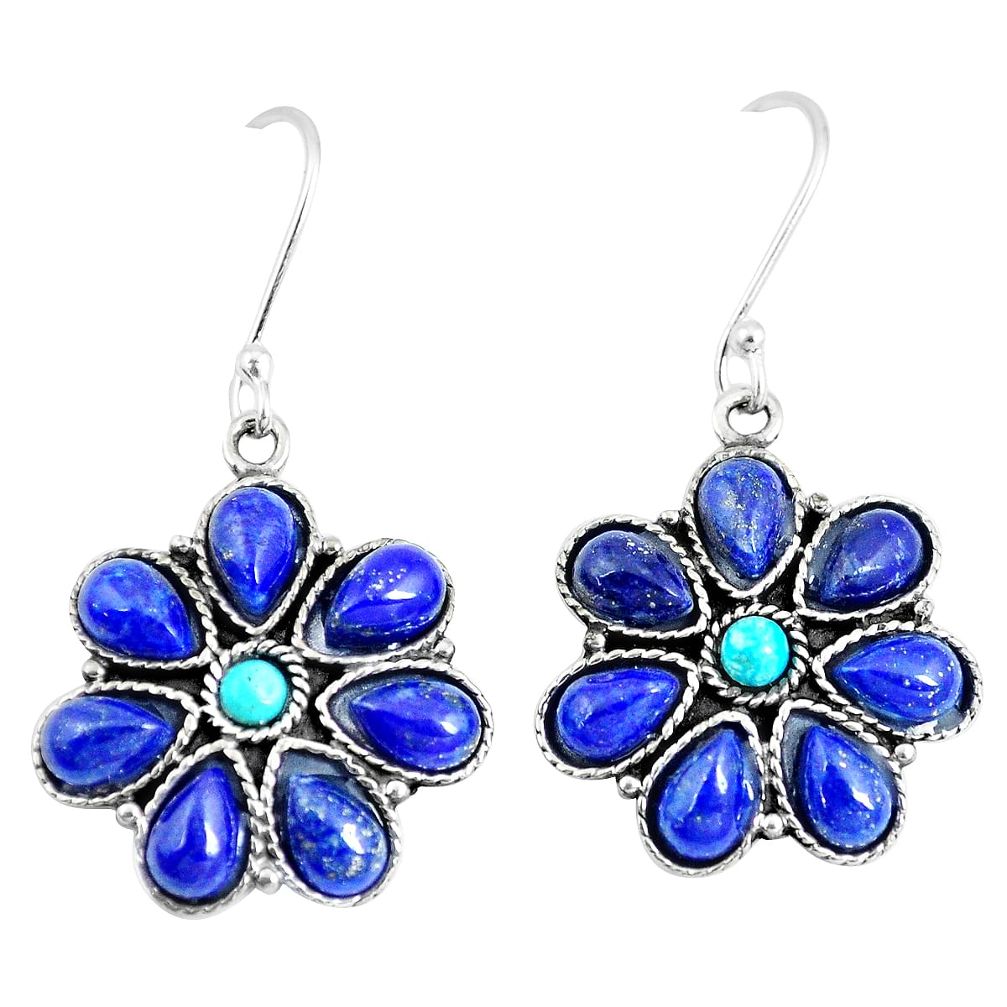 925 silver natural green kingman turquoise blue lapis flower earrings m96257