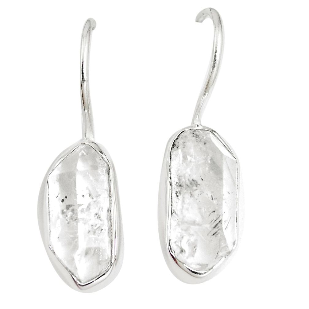 11.15cts natural white herkimer diamond 925 silver dangle earrings m96975