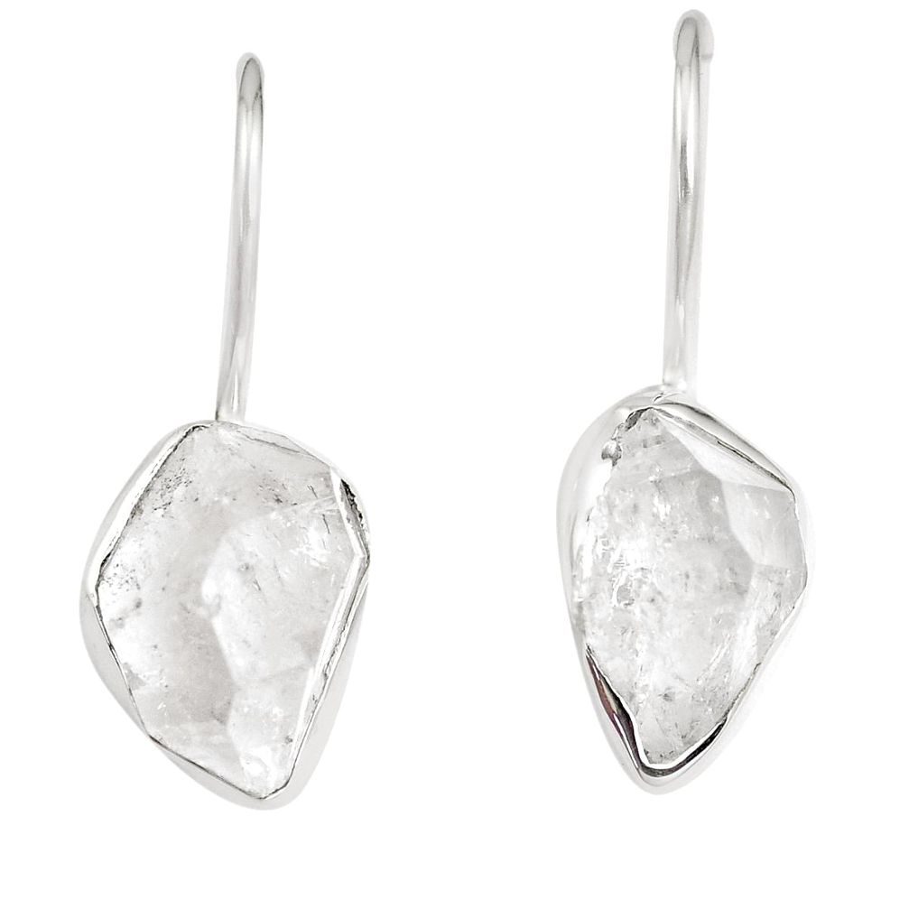 11.51cts natural white herkimer diamond 925 silver dangle earrings m96995