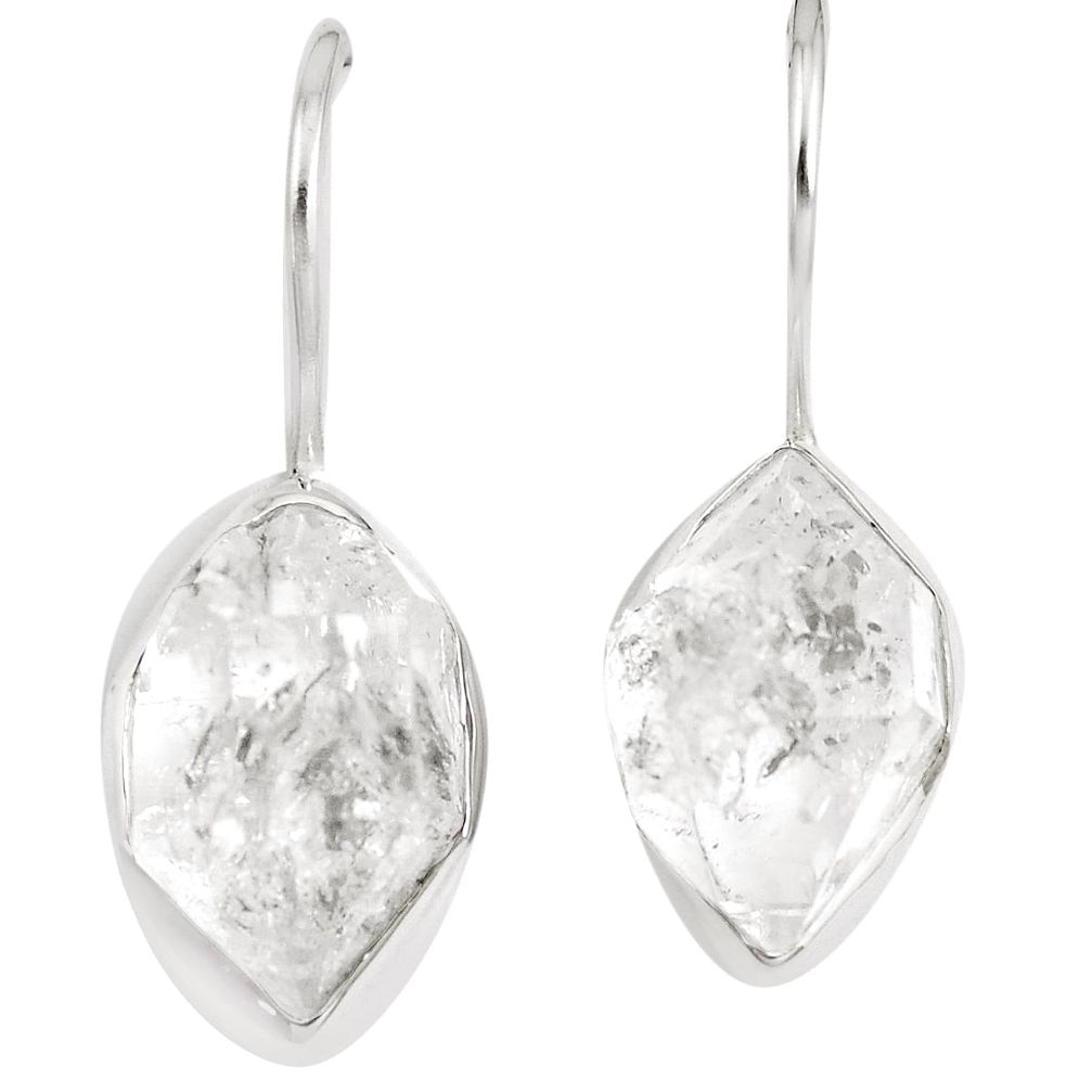 12.91cts natural white herkimer diamond 925 silver dangle earrings m96997