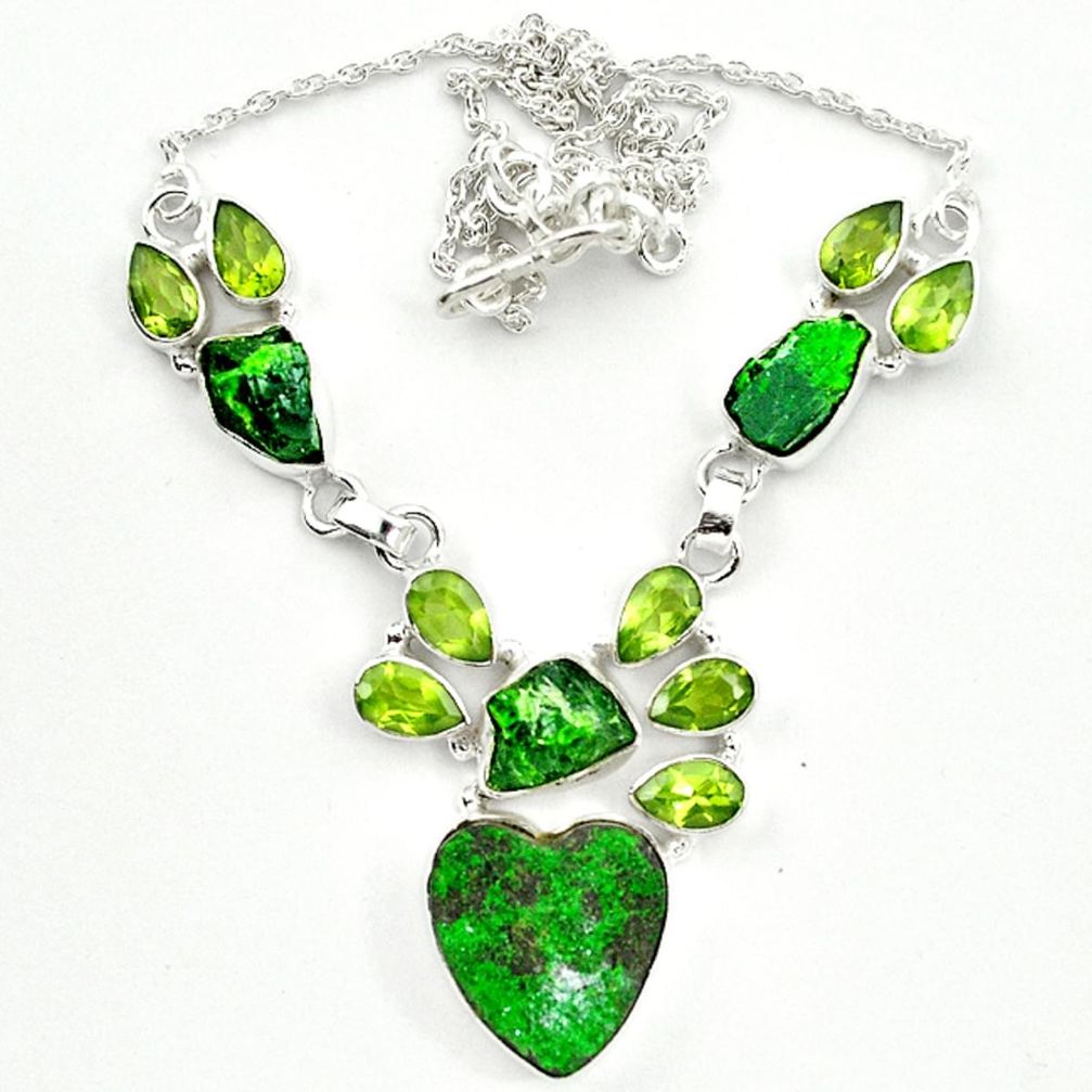 Natural green uvarovite garnet peridot 925 silver necklace jewelry m4422