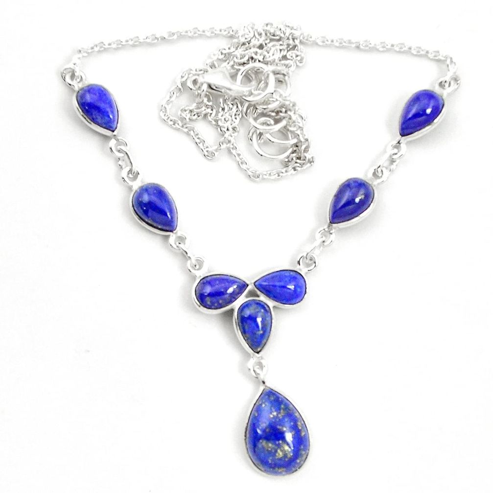 Natural blue lapis lazuli 925 sterling silver necklace jewelry m57321