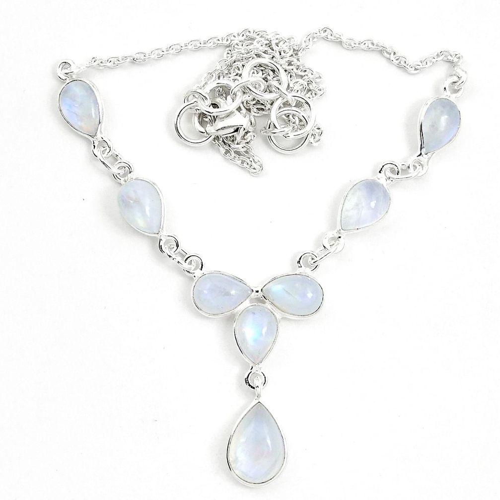 Natural rainbow moonstone 925 sterling silver necklace jewelry m57323