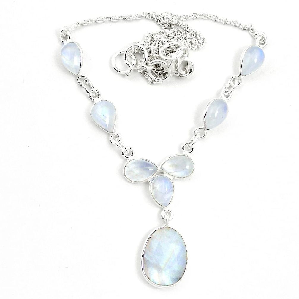 925 sterling silver natural rainbow moonstone necklace jewelry m57324