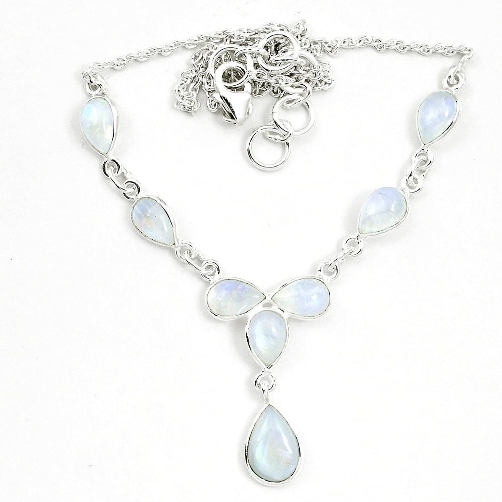 925 sterling silver natural rainbow moonstone necklace jewelry m57328