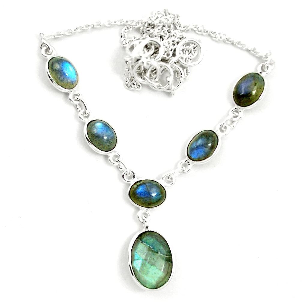 925 sterling silver natural blue labradorite necklace jewelry m57369