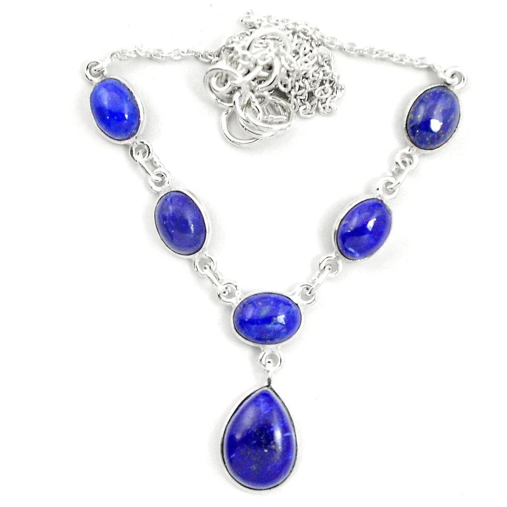 Natural blue lapis lazuli 925 sterling silver necklace jewelry m57372