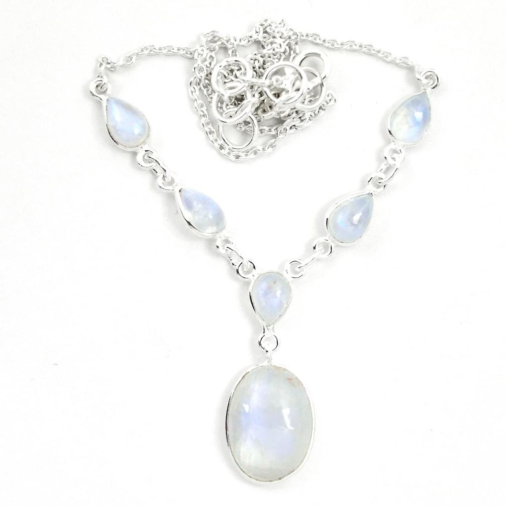 925 sterling silver natural rainbow moonstone necklace jewelry m57374