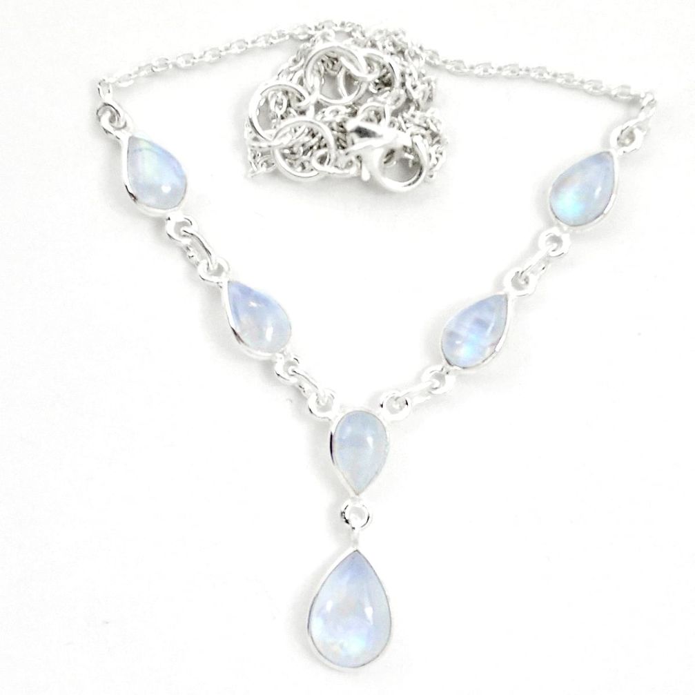 925 sterling silver natural rainbow moonstone necklace jewelry m57379