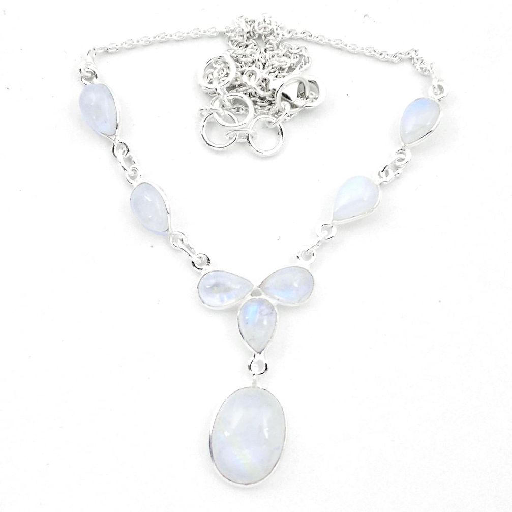 925 sterling silver natural rainbow moonstone necklace jewelry m61758