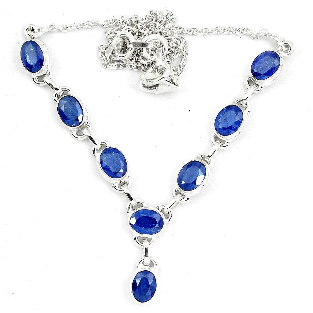 925 sterling silver 17.11cts natural blue sapphire oval necklace jewelry m96342