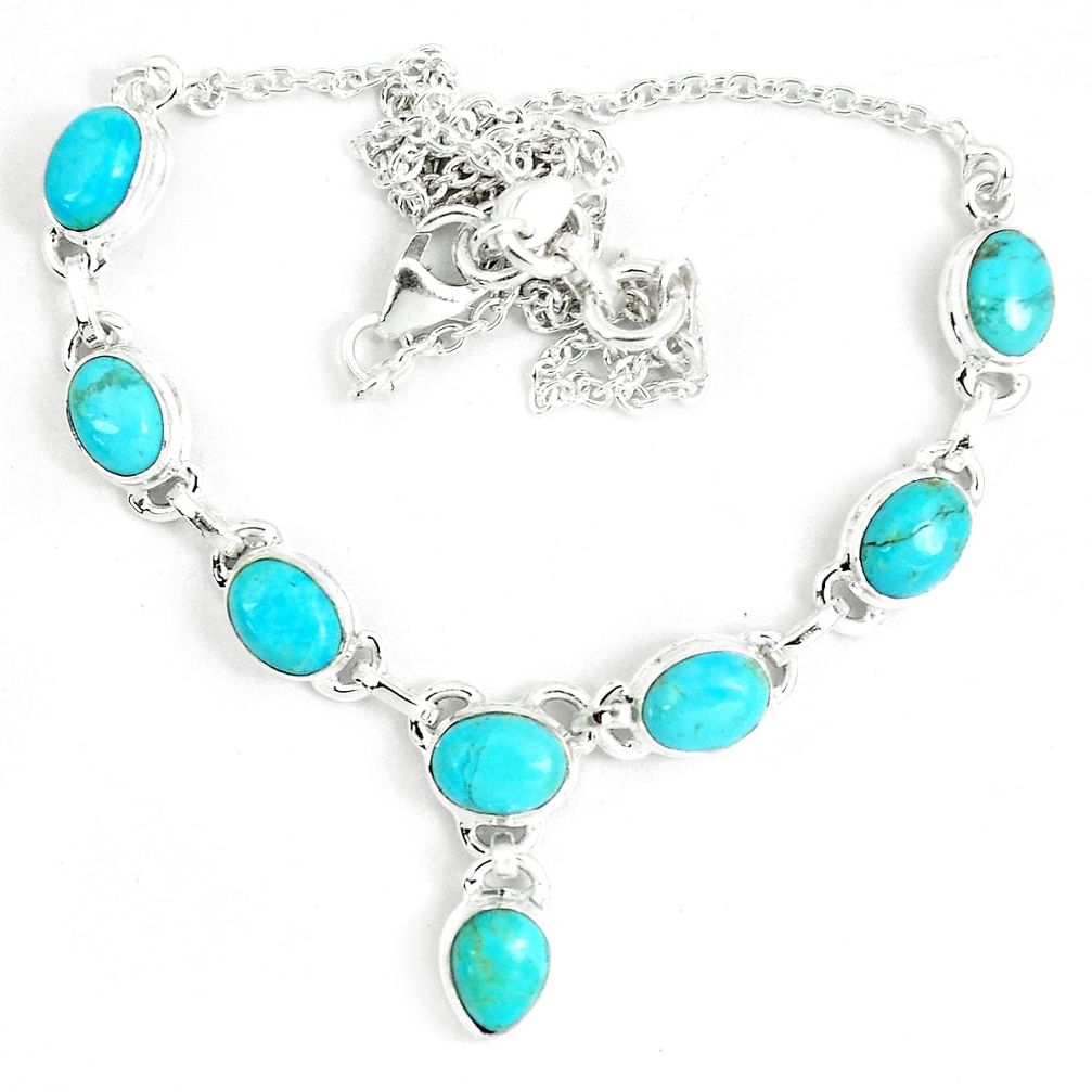 925 silver 17.10cts blue sleeping beauty turquoise topaz necklace jewelry m96363