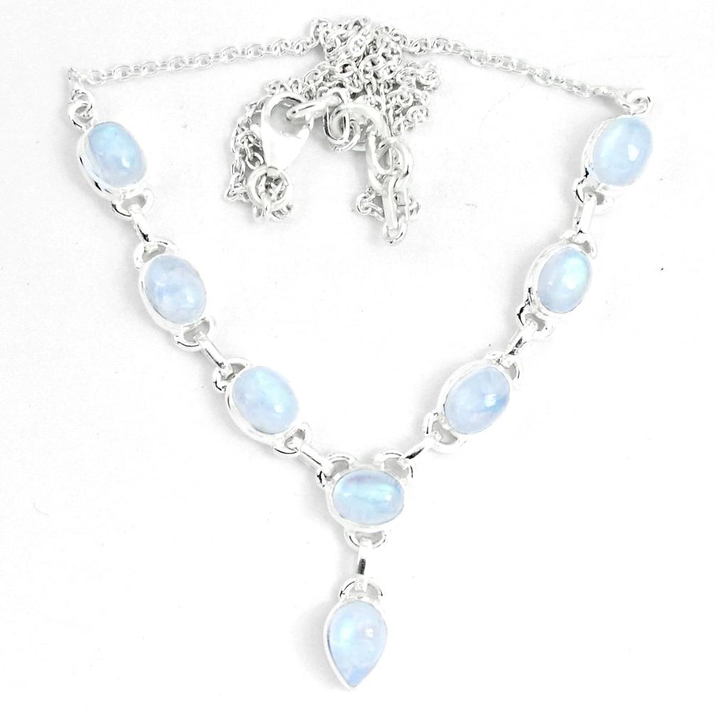 925 sterling silver 16.84cts natural rainbow moonstone necklace jewelry m96377