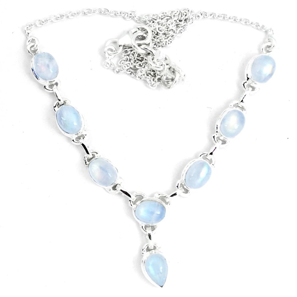 16.43cts natural rainbow moonstone 925 sterling silver necklace jewelry m96379