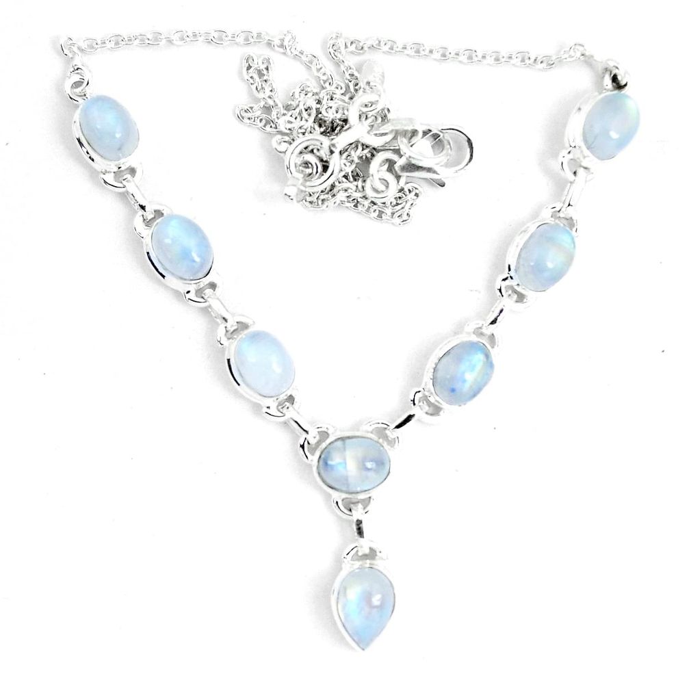 925 sterling silver 17.11cts natural rainbow moonstone necklace jewelry m96380