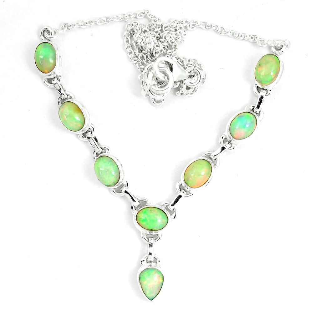 15.41cts natural multi color ethiopian opal 925 sterling silver necklace m96399