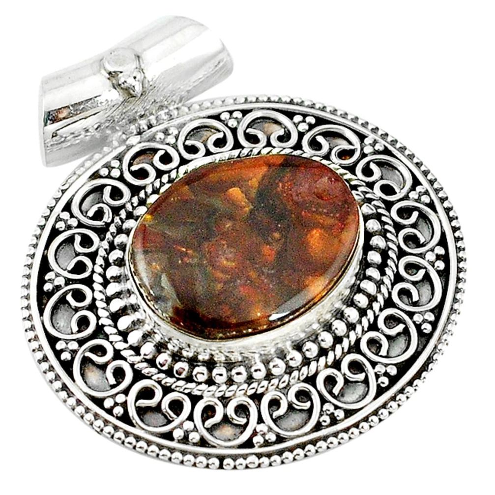 Natural multi color mexican fire agate 925 silver pendant jewelry m10179