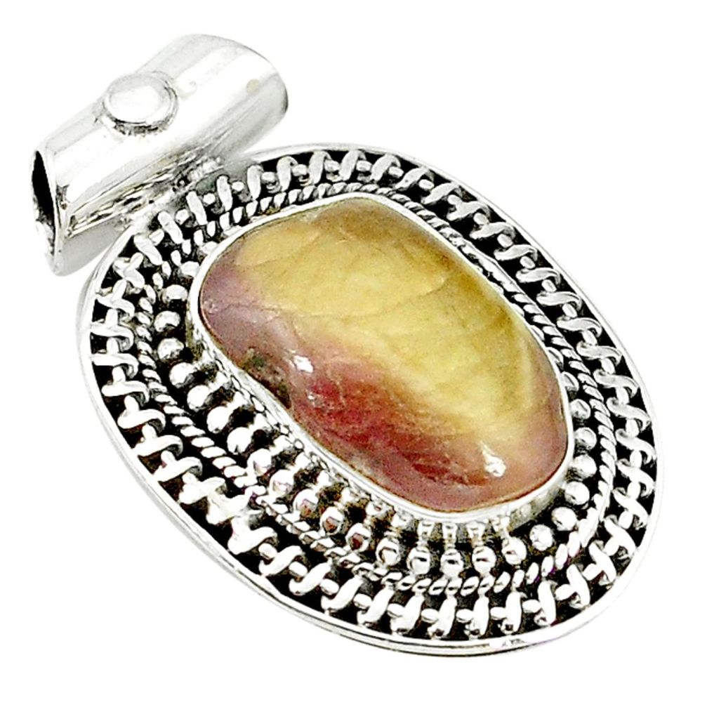 925 sterling silver natural yellow bio tourmaline pendant jewelry m10215